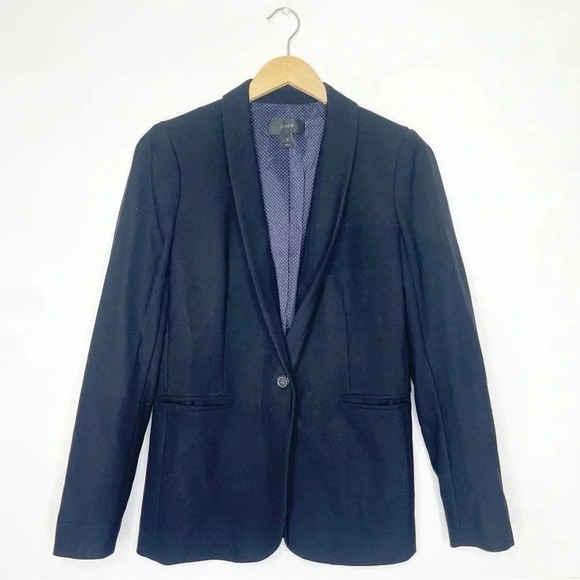 J.Crew Women's One Button Blazer Jacket Black Size 4 - Picture 1 of 6